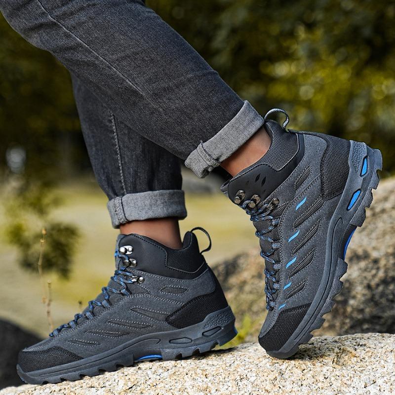 Outdoor Hiking Shoes Men Shoes Mid-top Wear-resistant Anti-slip Comfortable Men Shoes Flat Lace-up Casual Sports Shoes Men