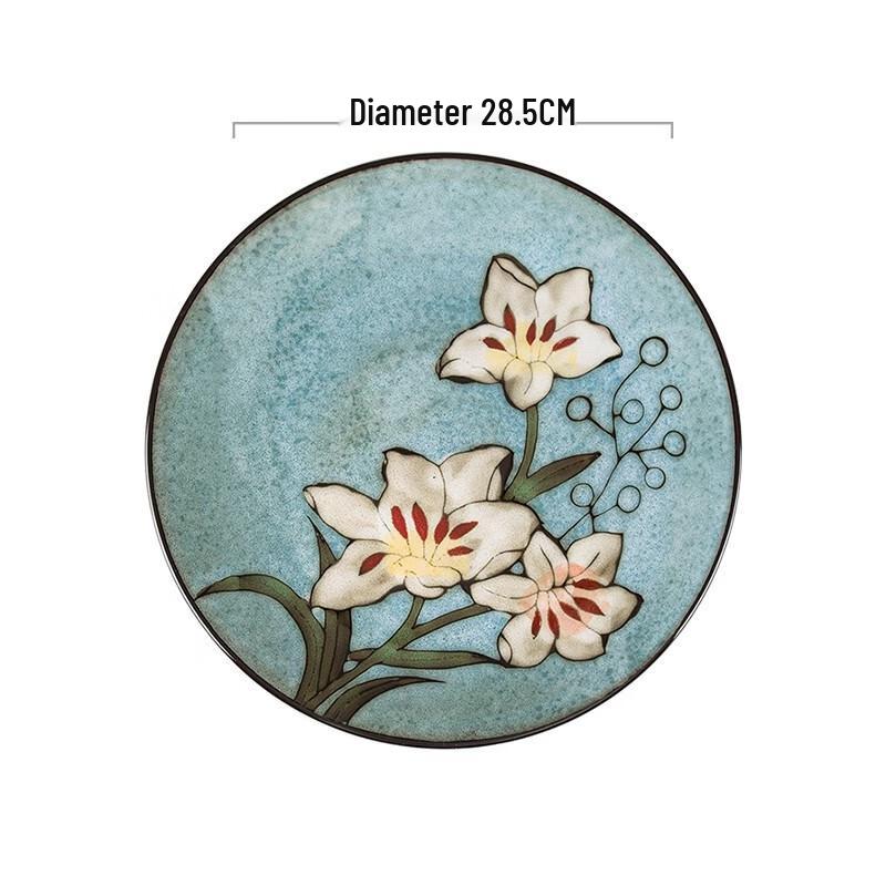 Linpan Korean Hand-Painted Ceramic Dinner Plate