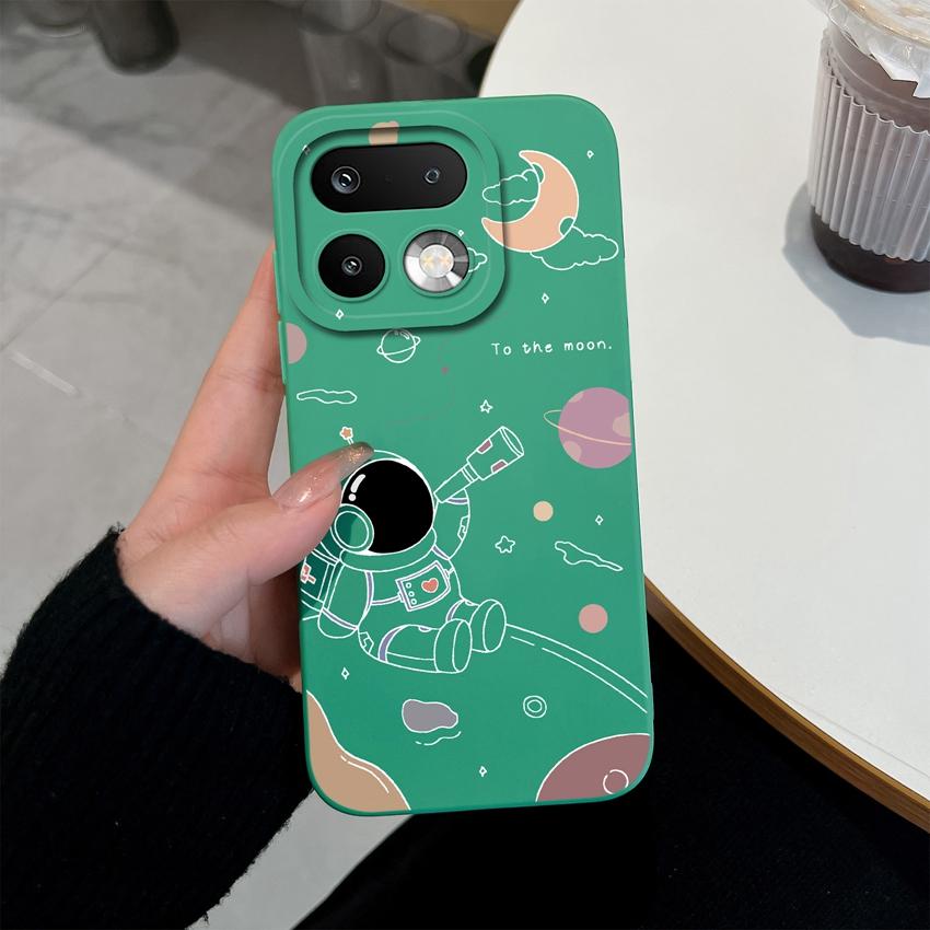 For Oppo Realme 16 15 14 Pro Plus OPPO Reno 15 Pro A6X A83 A79 A78 A96 A95 A94 A93 A92 A91 Phone Case Lovely Astronaut Soft Liquid Silicone Back Cover