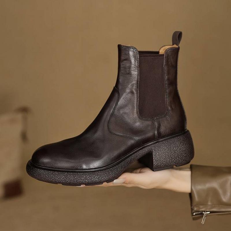 

Новые женские универсальные кожаные рыцарские ботинки с рукавом однотонные из коровьей кожи универсальные женские ботинки квадратный каблук круглый носок полусапоги женские 40