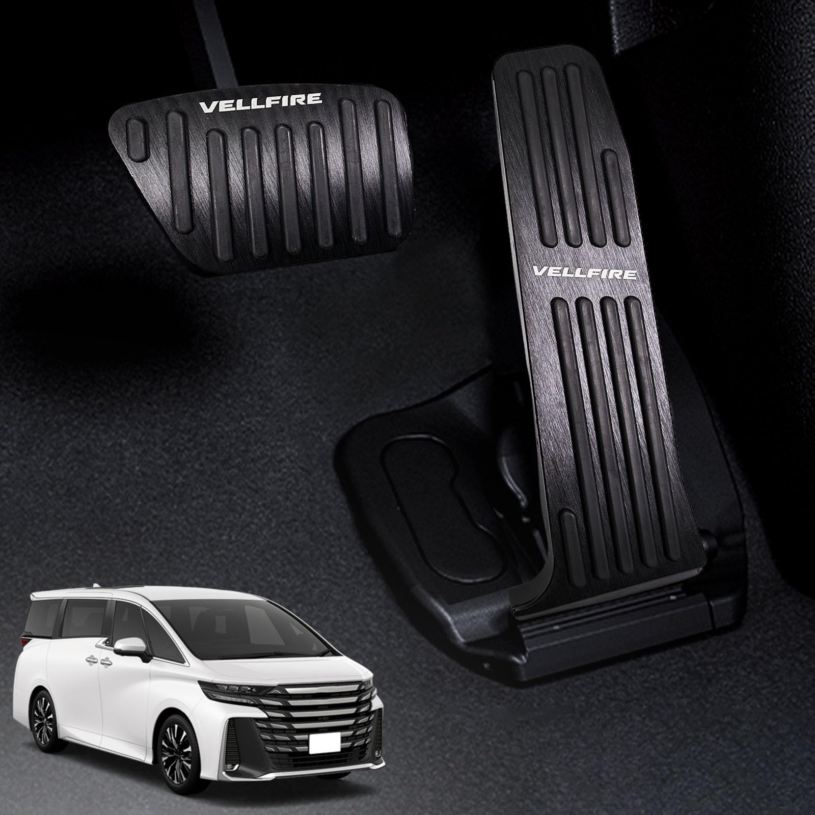 

HUDIY Aluminum Alloy Foot Pedal Covers for Brake and Accelerator Pedals for Vellfire 40 Series 2023 Customizable Interior Easy Scratch and Stain Safe