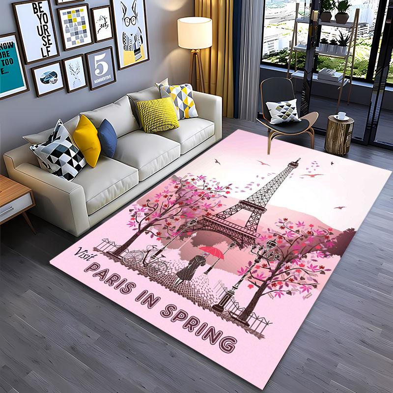 Beautiful Romantic  France Paris Eiffel Tower Carpets for Home Living RoomBedroom Sofa Doormat Kitchen Floor Rugs Anti-slipDecor