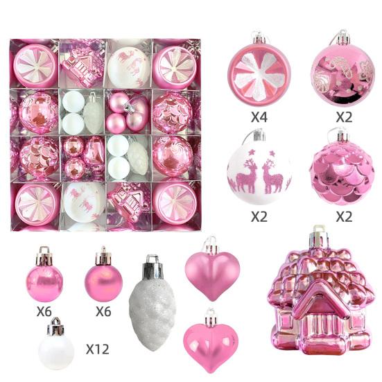 Christmas Ornaments Set Shatterproof Plastic Baubles Snowflakes Stars Hanging Ornament for Xmas Tree Holiday