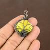 Natural Yellow Titanium Shell Handmade Copper Wire Wrap Pendant 1.77" m3M72