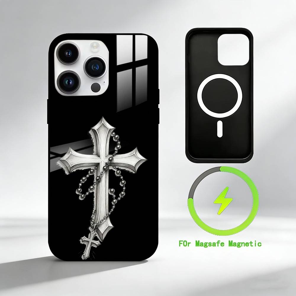 

C-cross Phone Case For iPhone 17 16 15 14 13 12 Pro Max Plus for Mirror Wireless Magnetic Cover iPhone13PRO