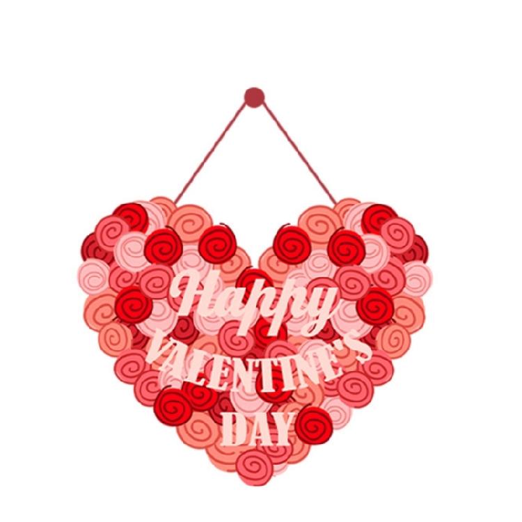 Valentines Day Wall Ornament Paper Door Hanger with Rope Home Office Decoration Decorative Holiday Present