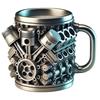 G8DA Automotive Themed Stainless Steel Insert Cup Mechanical Detailing Resin Coffee Mug Insulated Drinkware For Daily Use