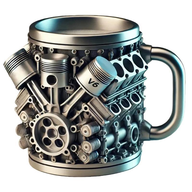 G8DA Automotive Themed Stainless Steel Insert Cup Mechanical Detailing Resin Coffee Mug Insulated Drinkware For Daily Use