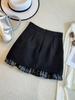 Elegant Grey Plaid Patchwork A-Line Mini Skirt for Women - High-Waisted Spring 2026 Fashion