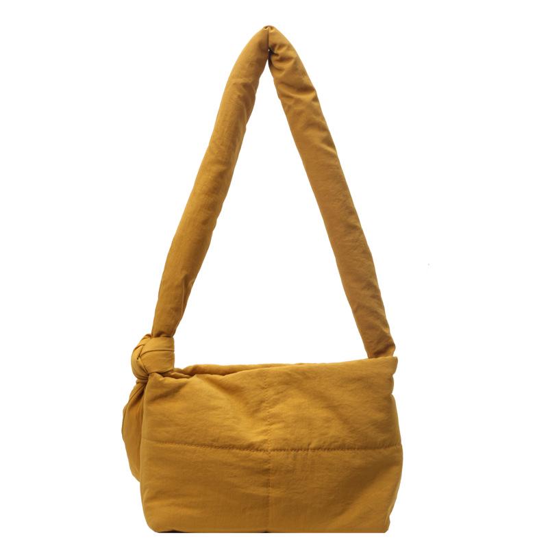 Korean Style Women's Cotton-Padded Crossbody Messenger Bag - Solid Color, Large Capacity