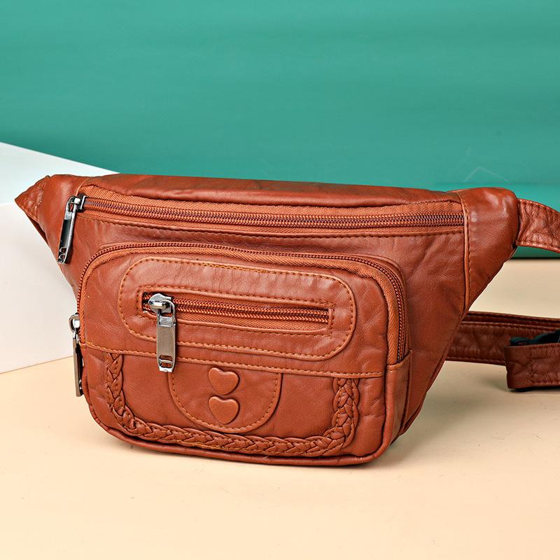 New Women's Waist Bag Multi-Pocket Love Braided Women's Breast Bag Mom Bag