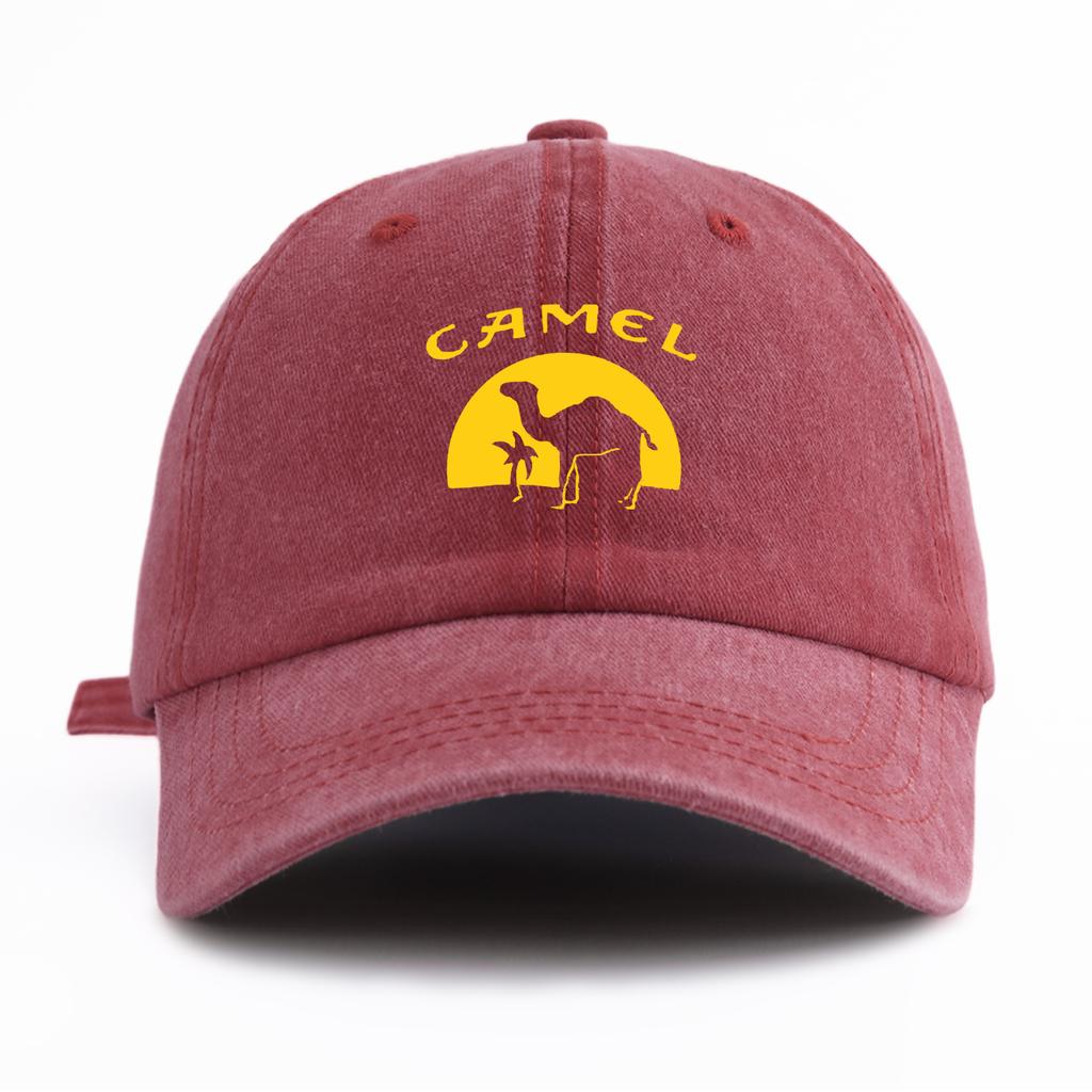 1 Stück gewaschene Baseballkappe mit Kamelprint für Erwachsene, minimalistischer Retro-Stil, lässig, weich, verstellbar, Papa-Hut, perfekt als Geschenk