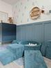 Foam playground with pool 90x30 Corduroy Blue 200 balls: pearl, silver, light mint
