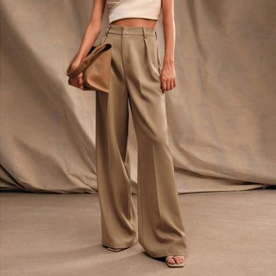 Pantalon décontracté pour femme à la mode, couleur unie, avec poche