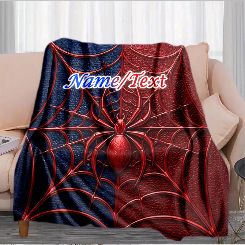 1PC Custom Name Spider Web Outdooor Flannel Blankets Throw Blanket All-Season Throw Gift Bedspread for Couch, Bed, Camping Holiday Birthday Gift