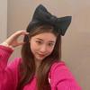 New Arrival Rose Red Big Bowknot Headband Hair Hoop For Women Korean Solid Color Wide Hair Band Bezel Hair Accessories