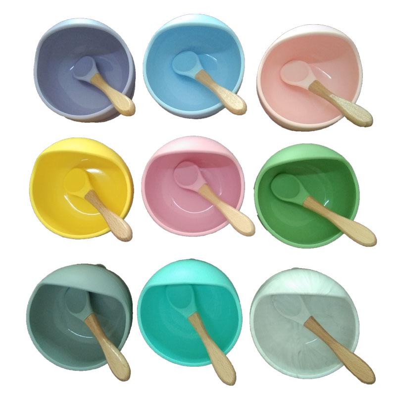 In-Stock Silicone Feeding Set for Infants and Toddlers: Suction Cup Bowl & Spoon