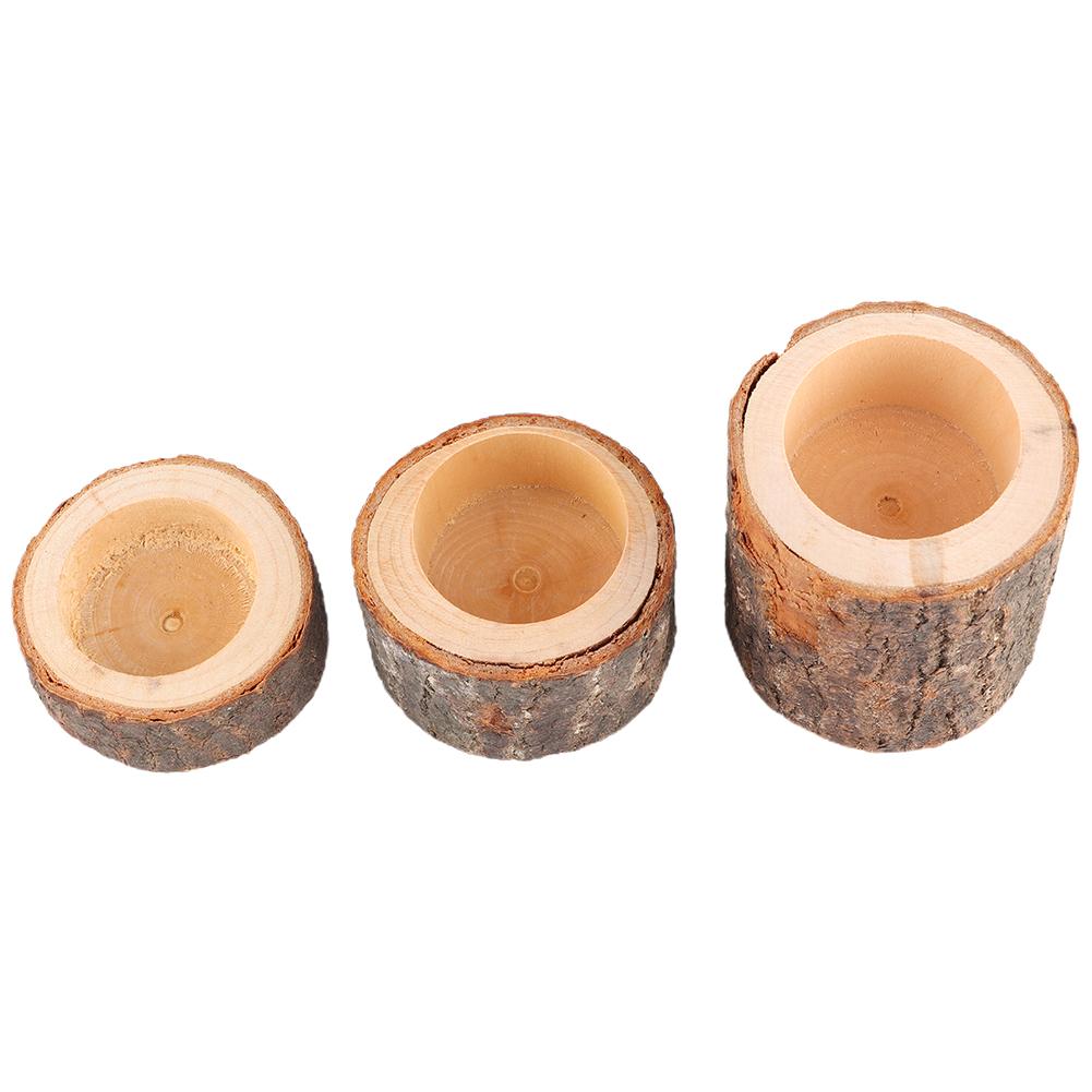 

3pcs Set Wooden Candle Stand Tea Light Candle Holders for Rustic Wedding Party Birthday Holiday