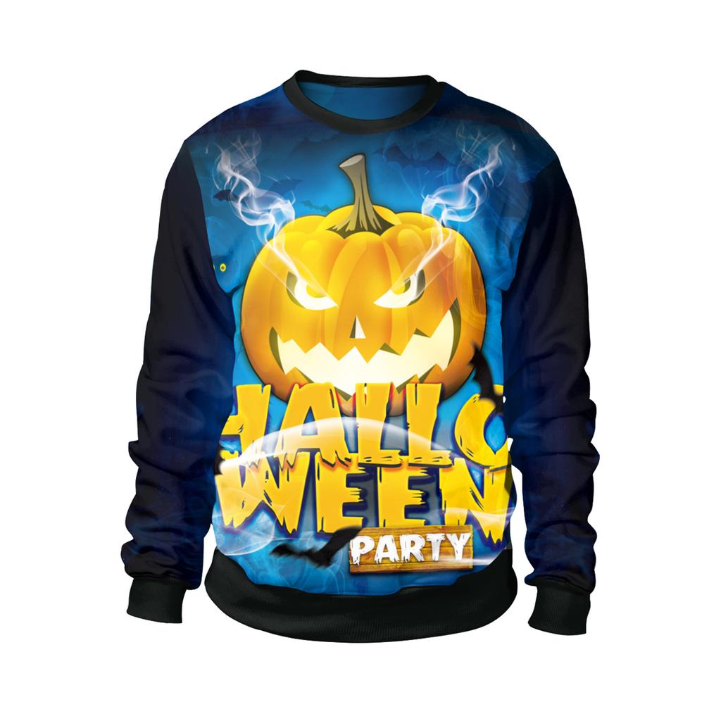 Hot-selling Halloween Series Digital Printing Loose Couple Long-sleeved Crew Neck Sweater