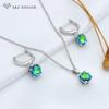 Fashion Rose Gold Color Round Crystal Drop Earrings Pendant Necklace Jewelry Sets For Women Wedding Party Gift