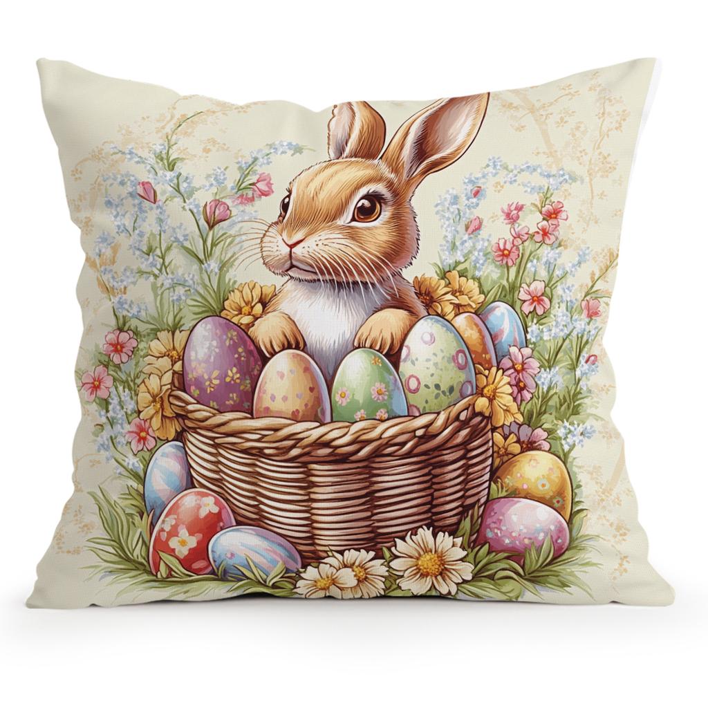 Easter Bunny Party Cushions Pillowcase Polyester Cushion Cover Throw Pillow Pillowcover Home Car Sofa Decor