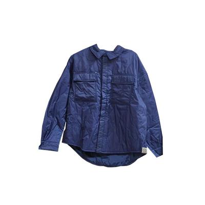 Li Ning Wade Series Solid Color Single-Breasted Long Sleeve Cotton Jacket Unisex Jacket Blue AFDRA19-1