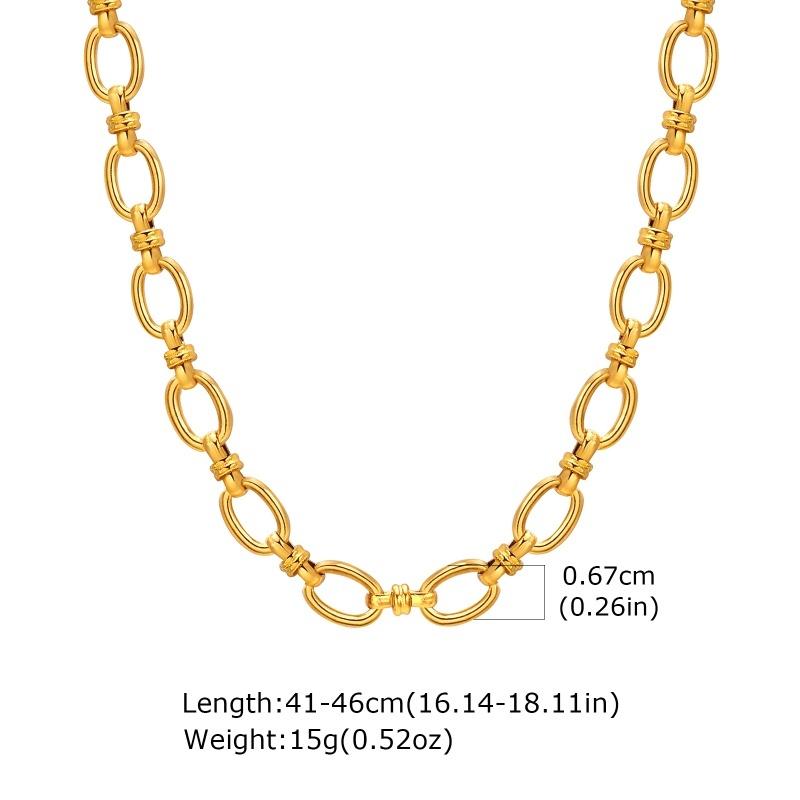 Chunky Gold Plated Link Necklace For Women, Stainless Steel Oval Thick Chain Choker Minimalist Jewelry