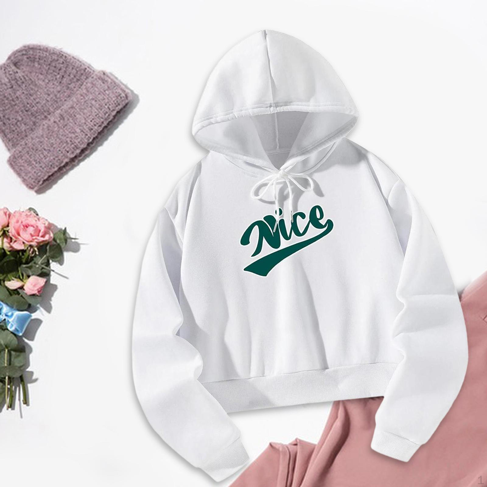 

Укороченная толстовка с капюшоном, спортивные пуловеры, толстовки с зеленым узором, стильные женские свободные модели на шнурке