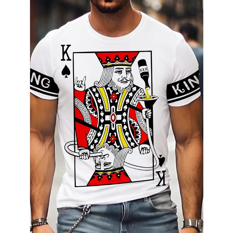 Summer casual 3D Poker A-pattern Retro Printed Men's T-shirts Short sleeves