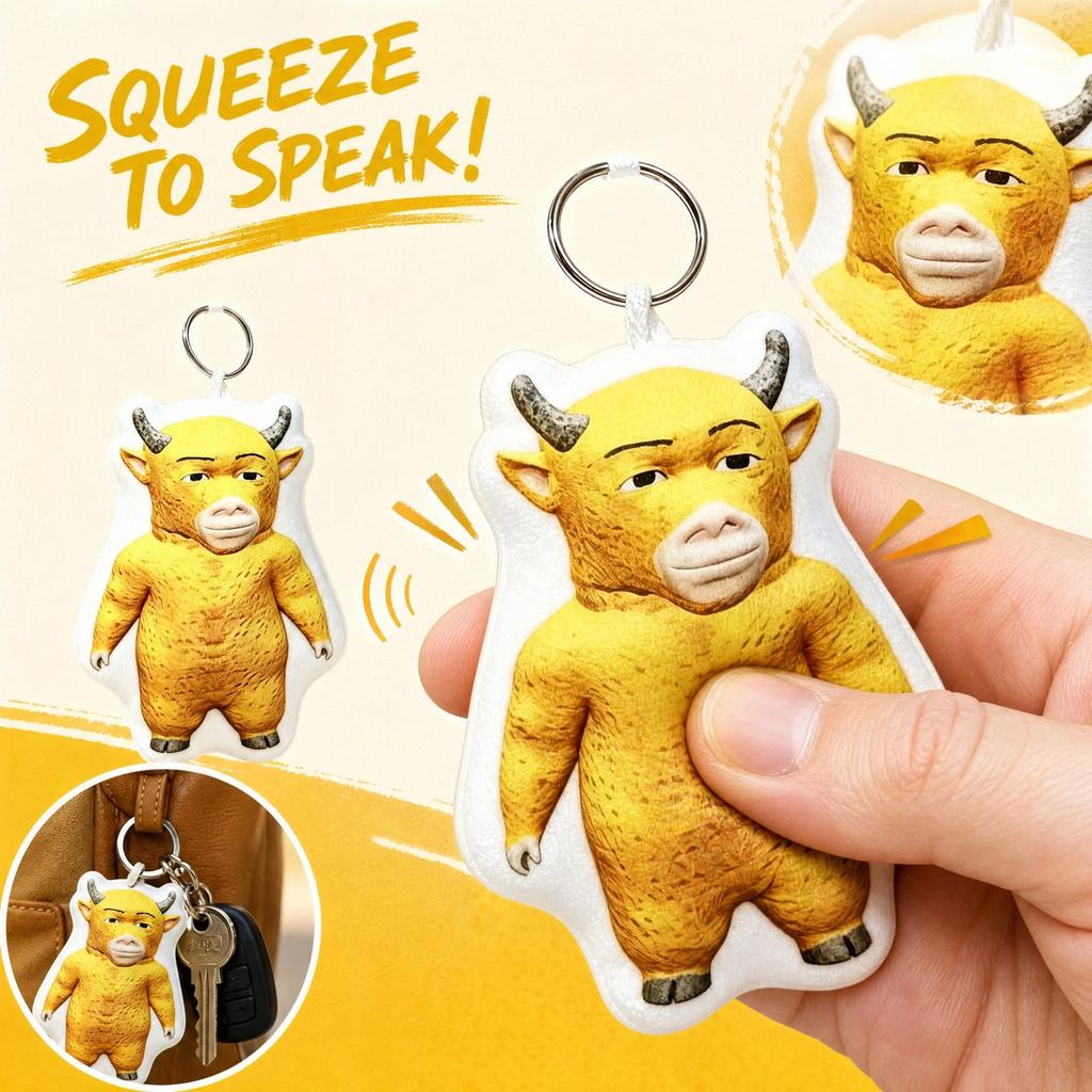 Cow Plush Keychain Pendant with Sound, Press to Play Voice, Funny Novelty Toy Bag Charm