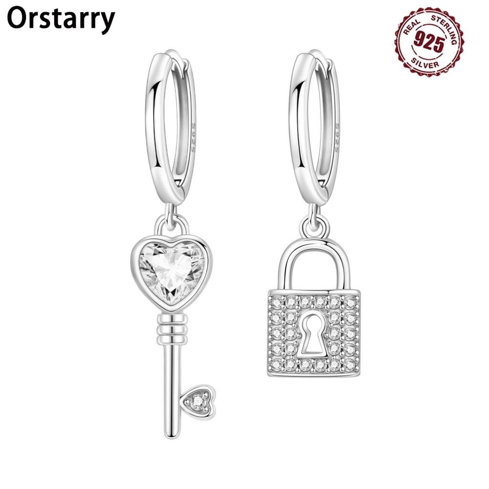 Orstarry 925 Silver Asymmetric Design Earring Key Lock Earrings Drop Earrings For Women Party Gifts Trendy Jewelry