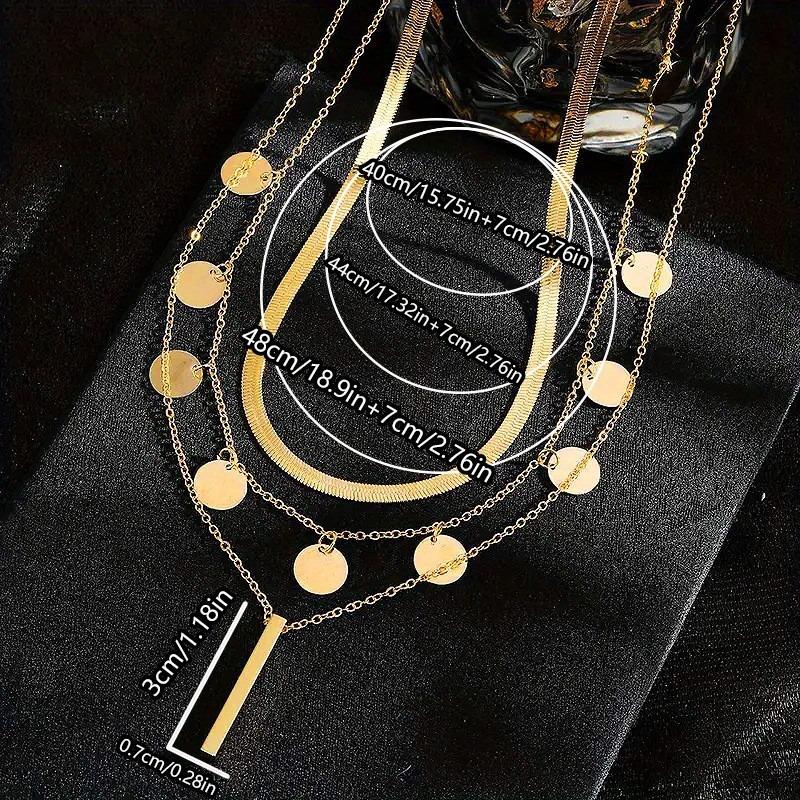New Multi-layer Stacked Disc Tassel One-word Necklace Women's Small Vertical Strip Pendant Collarbone Chain Jewelry Batch