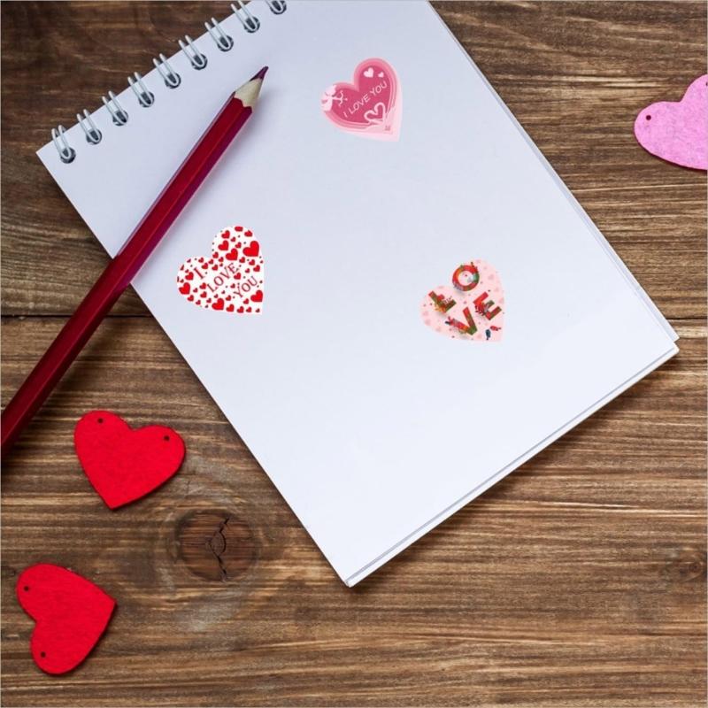500Pcs Valentines Day Sticker 1Inch Rose Heart Sticker Adhesive Wrapping Label for Envelope Valentines Card Wedding