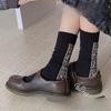 Women's Autumn and Winter Retro Checkered Piled-up Socks, Cotton Socks, Mid-calf Socks, Single-shoe Women's Socks