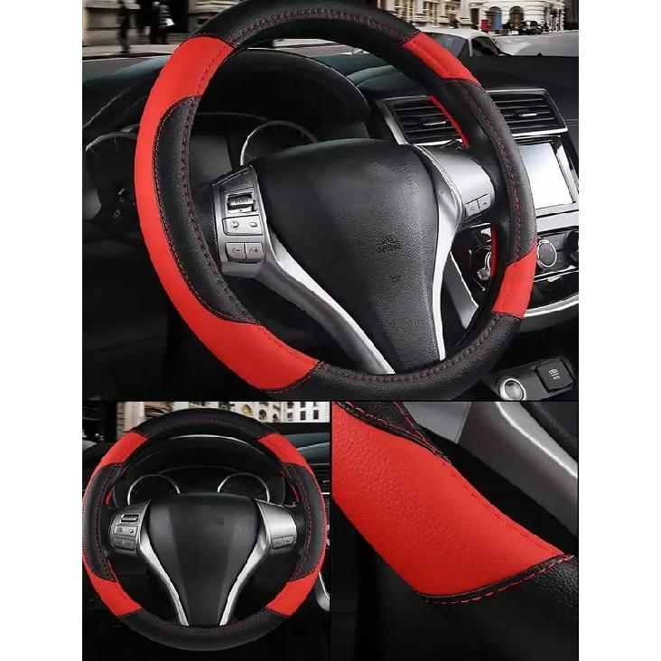 PU Leather Car Steering Wheel Cover - Breathable Microfiber, Anti-Slip & Wear-Resistant, Universal Fit for 37-38cm Wheels