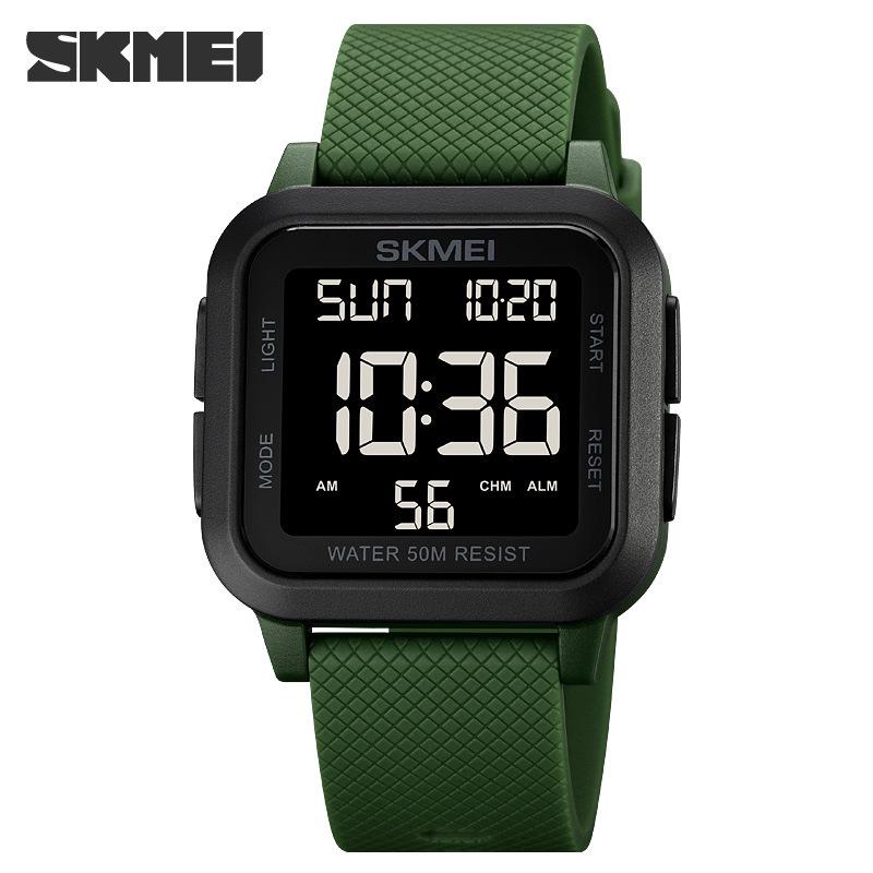 Skmei 1894 Alarm Casual Chronograph Wristwatch for Men Sport Digital LED Square Watch Water Resistant 50 Meters Fashion Watches