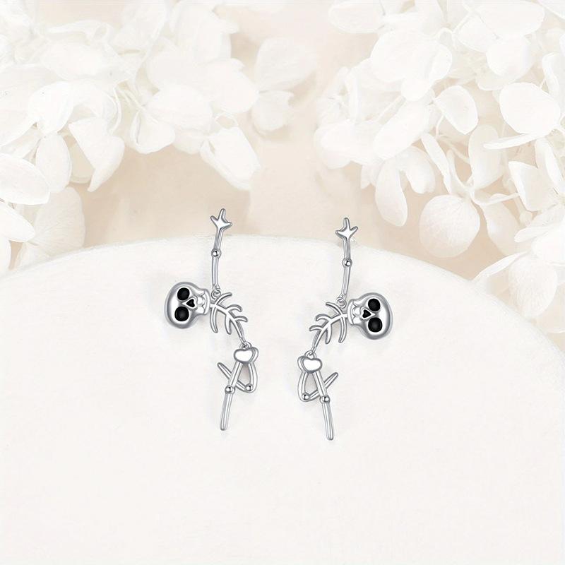 

Unique Skeleton Dangle Earrings Halloween Party Jewelry Design Versatile For Women Metal Heart Drop Earrings Accessories Gifts
