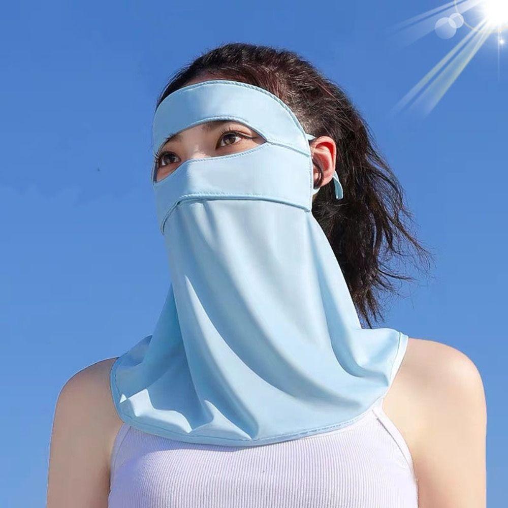 UPF 50+ Ice Silk Face Cover Anti UV Neck Wrap Cover Thin Full-Face Sunscreen Veil  Woman/Man