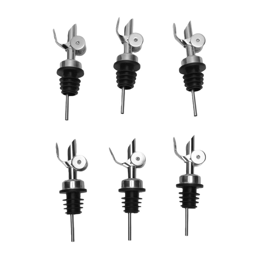6 Pack Wine Bottle Pourer Stainless Steel Liquor Spout Automatic Flip Olive Oil Dispenser for 3 4 Bottle Mouth