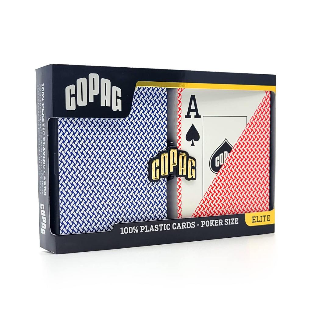 Copag Export Design Plastic Poker Size Jumbo Index Playing Double Deck Set 100% (Standard) Cards, Red/Blue,