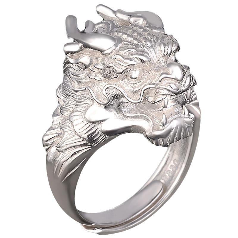Men's Trendy Domineering Dragon Head Zodiac Dragon Living Mouth Ring Index Finger Opening Fashion Trendy Man