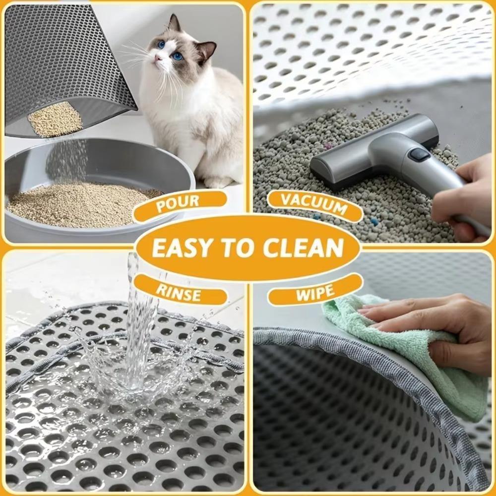 Cat Litter Trapping Mat Heavy Duty Waterproof 2 Layer Non Slip Washable Pet Floor Protector Litter Box Sand Stopper