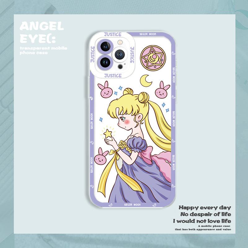 Cute Sailor Moon Water Ice Moon Apple 16 Summer Mobile Phone Case iPhone17 Anti-drop Ultra-thin Transparent Soft Case