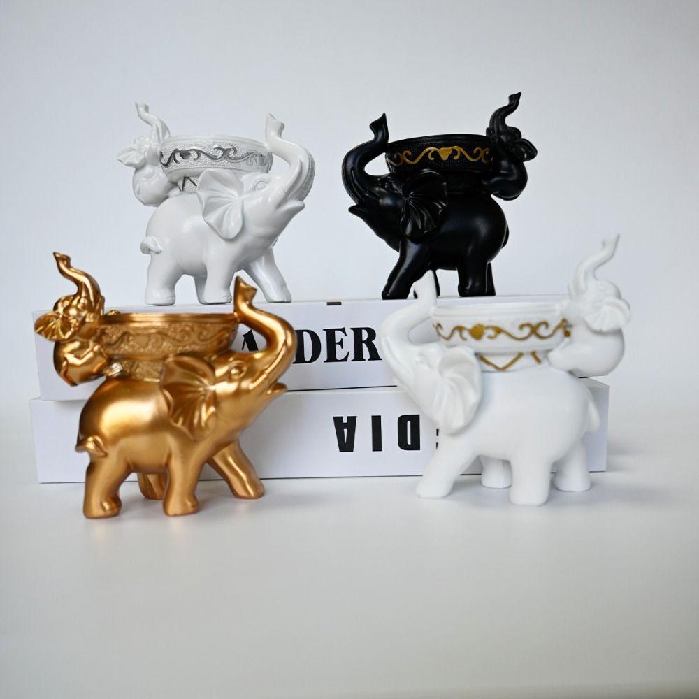 

Cute Elephant Candle Holder Funny Tea Light Candle Stand Elephant Back Candlestick Table Decors золотий/білий