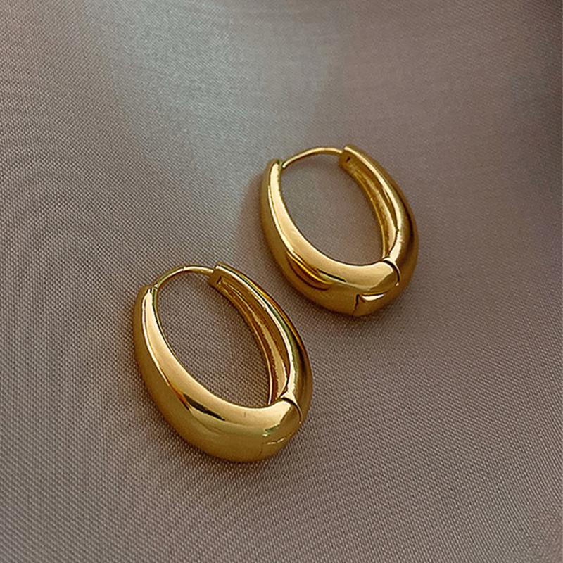 

Huitan Fashion Metal Hoop Earrings for Women Simple Versatile Daily Wear Everyday Ear Accessories Young Girls Statement Zircon