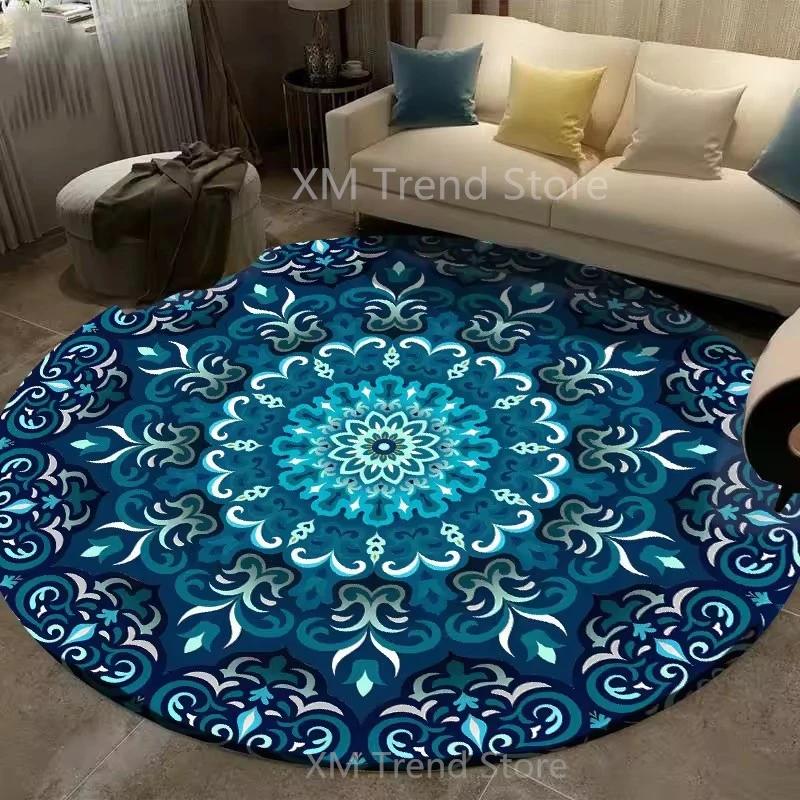 Round Circle Mandala Area Rug Carpet Bedroom Living Room Floor Doormats Decorative Chair Cushions Mat Floral Alfombra Home Decor