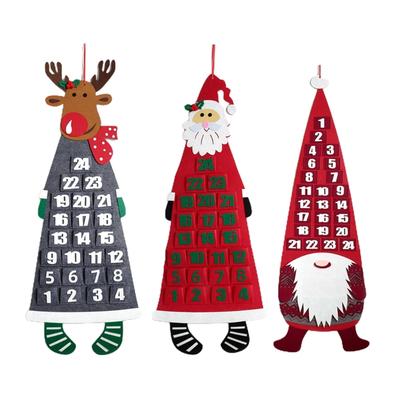 Countdown bis Weihnachten Wandkalender Schmuck Nikolaus Elch Wichtel Filz Adventskalender Heim Wandbehang Dekor Neujahrsgeschenk