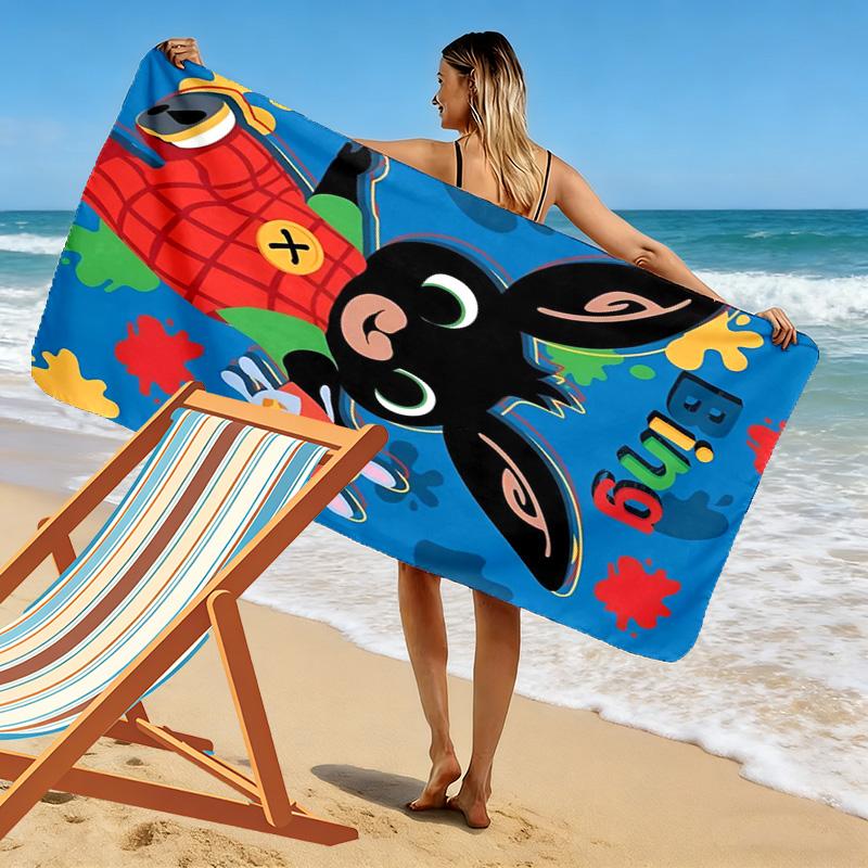 Bing Cartoon Print Beach Towel, Large Soft Quick Dry Towel for Beach Camping Swimming