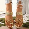 Summer new style flat bottom set toe slippers women's simple fashion lightweight beach cool slippers women