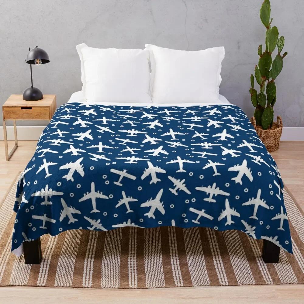 Airplane Flannel Throw Blanket Cartoon Pattern for Couch Sofa Bed King Queen Size Super Soft Warm Lightweight All Season Warm